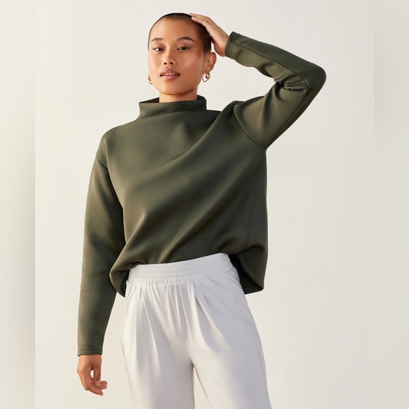 ADAY Tops - NWOT Aday Like a Boss Mock Neck Pullover Army Green Scuba Fabric Size XL